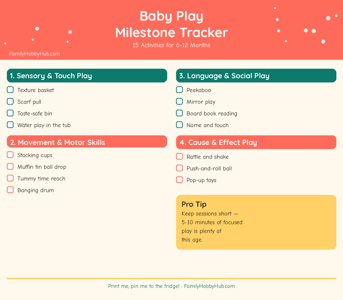 easy activities for babies - free printable milestone tracker