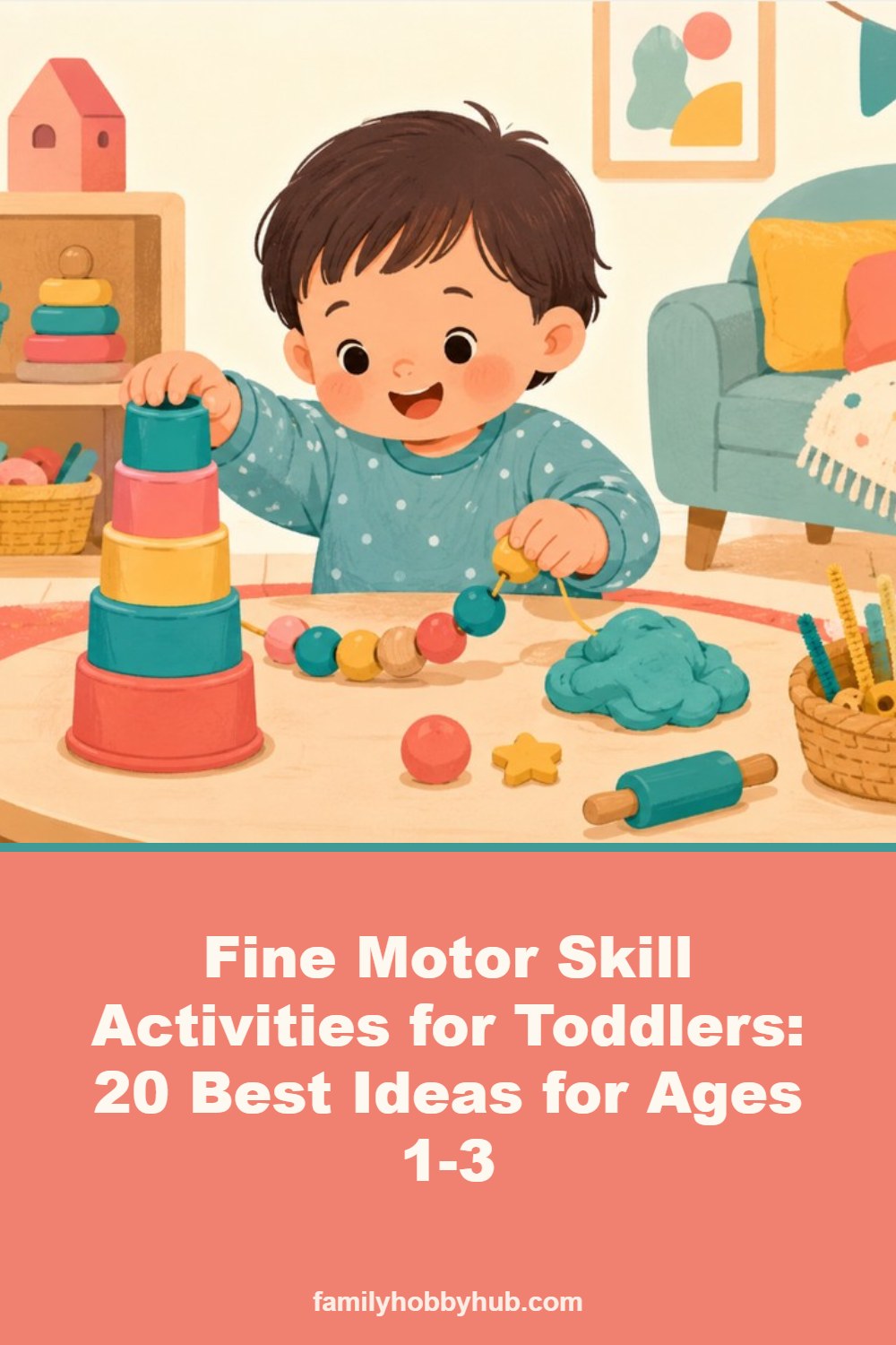 Pinterest pin: Fine Motor Skill Activities for Toddlers: 20 Best Ideas for Ages 1-3