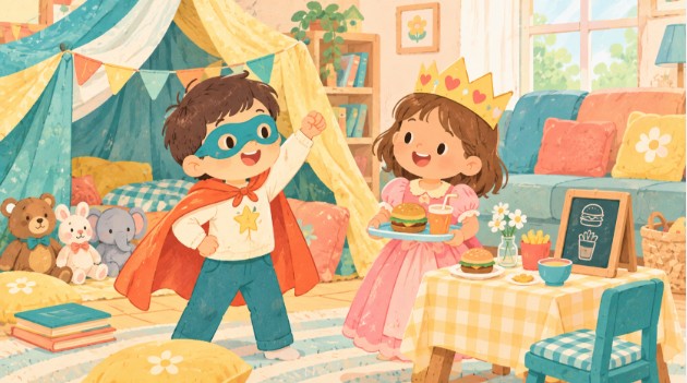 Free printable checklist of pretend play and dress-up ideas for kids